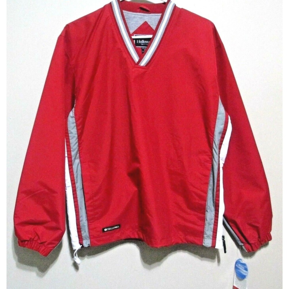 NWT HOLLOWAY Mens Nylon Pullover Jacket Red Gray Size XS ($52)